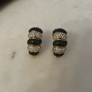 Black and gold clip on earrings